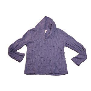 Charter Club Womens Cable Knit Cowl Neck Sweater Purple Size Large Cozy